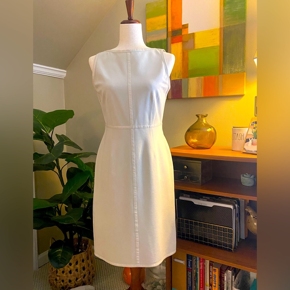 MaxMara leather trimmed sheath dress